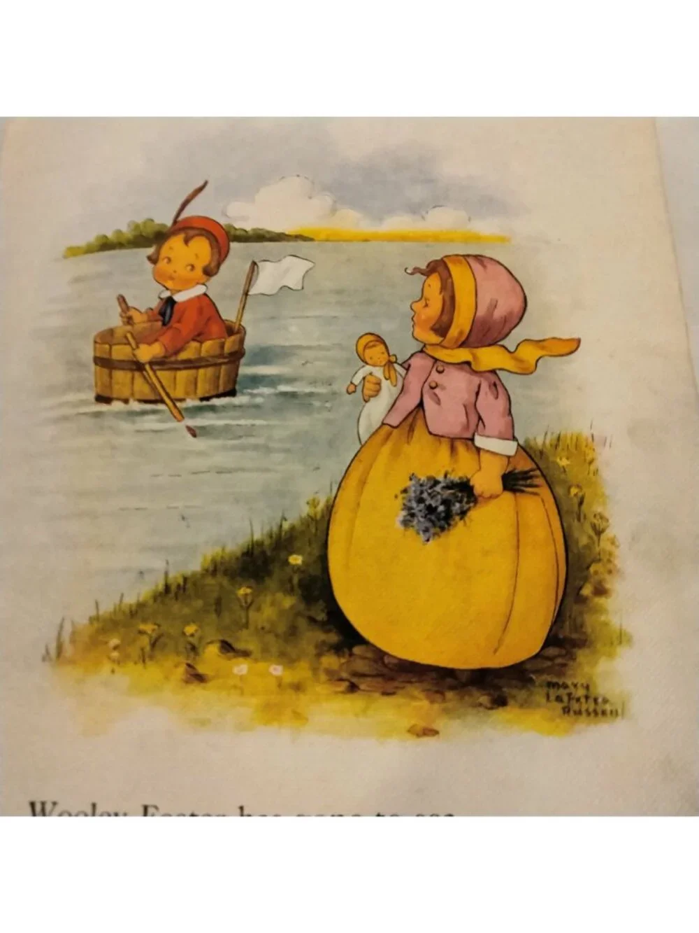 Nursery Rhyme Book Page Mary Lafetra Russell Vtg Art Print Craft Wedding Shower